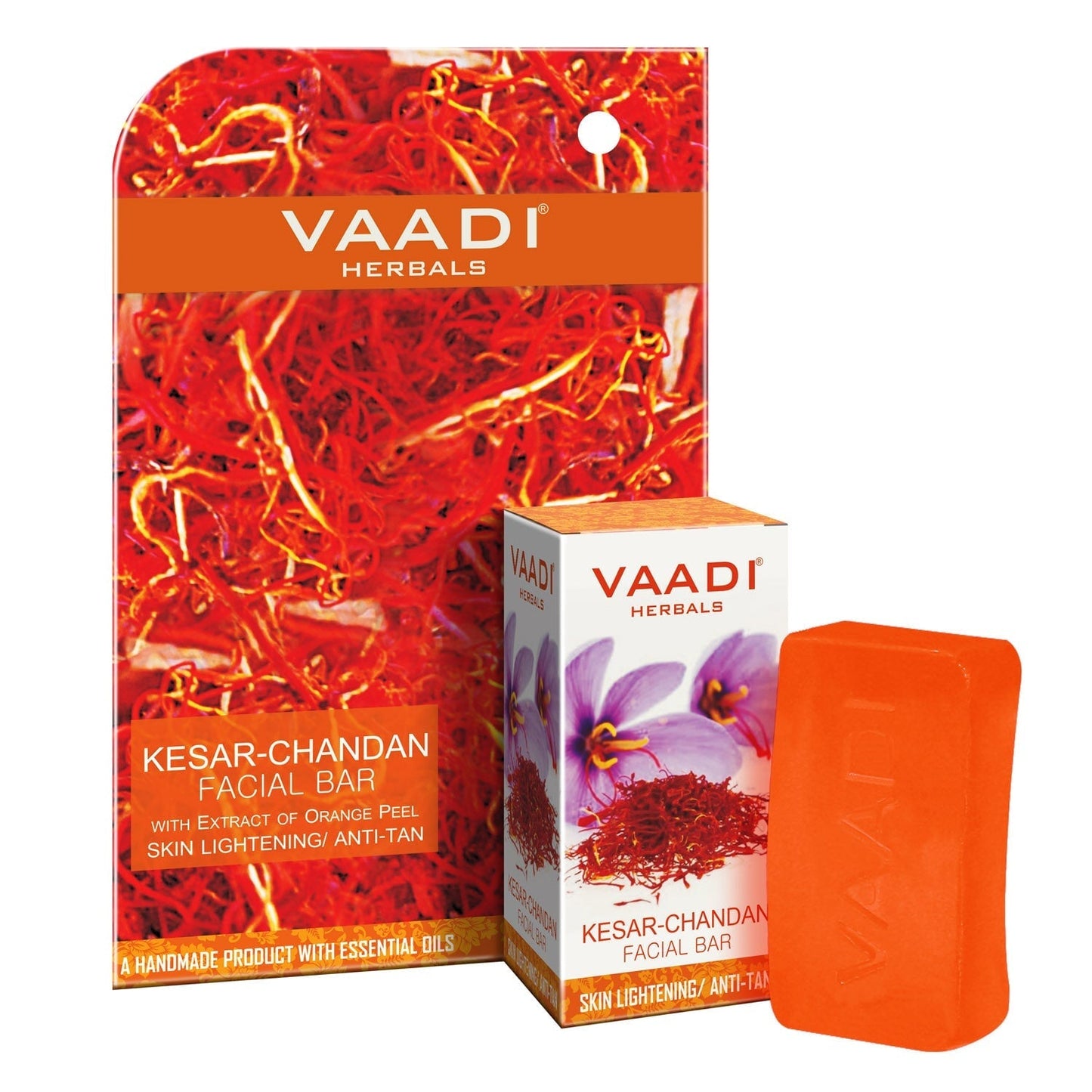 Saffron Sandal Facial Bar with Orange Peel Extract - Reduces Marks (25 gms/0.9 oz)