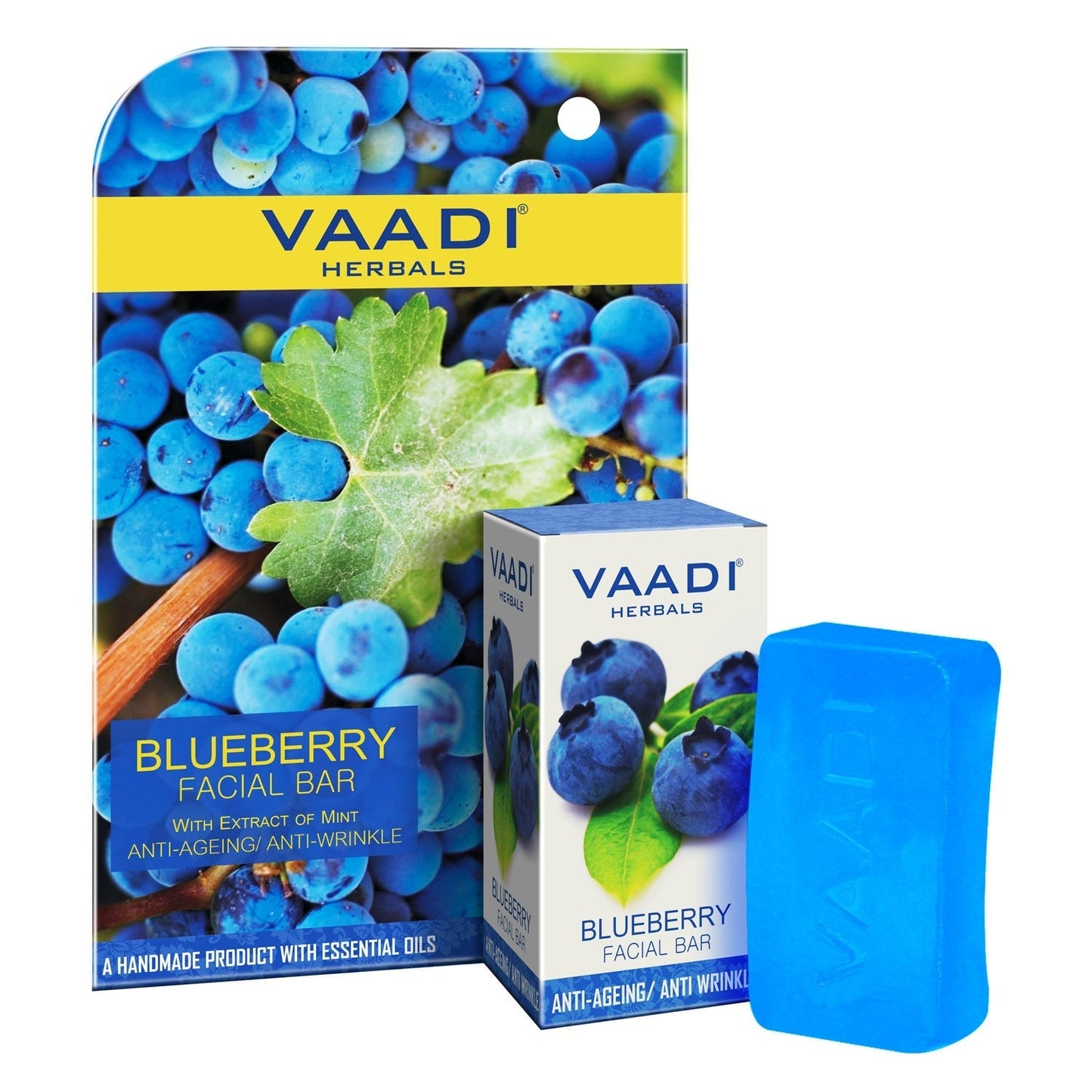 Organic Blueberry Facial Bar with Mint Extract & Olive Oil - Prevents Wrinkles (25 gms/0.9 oz)