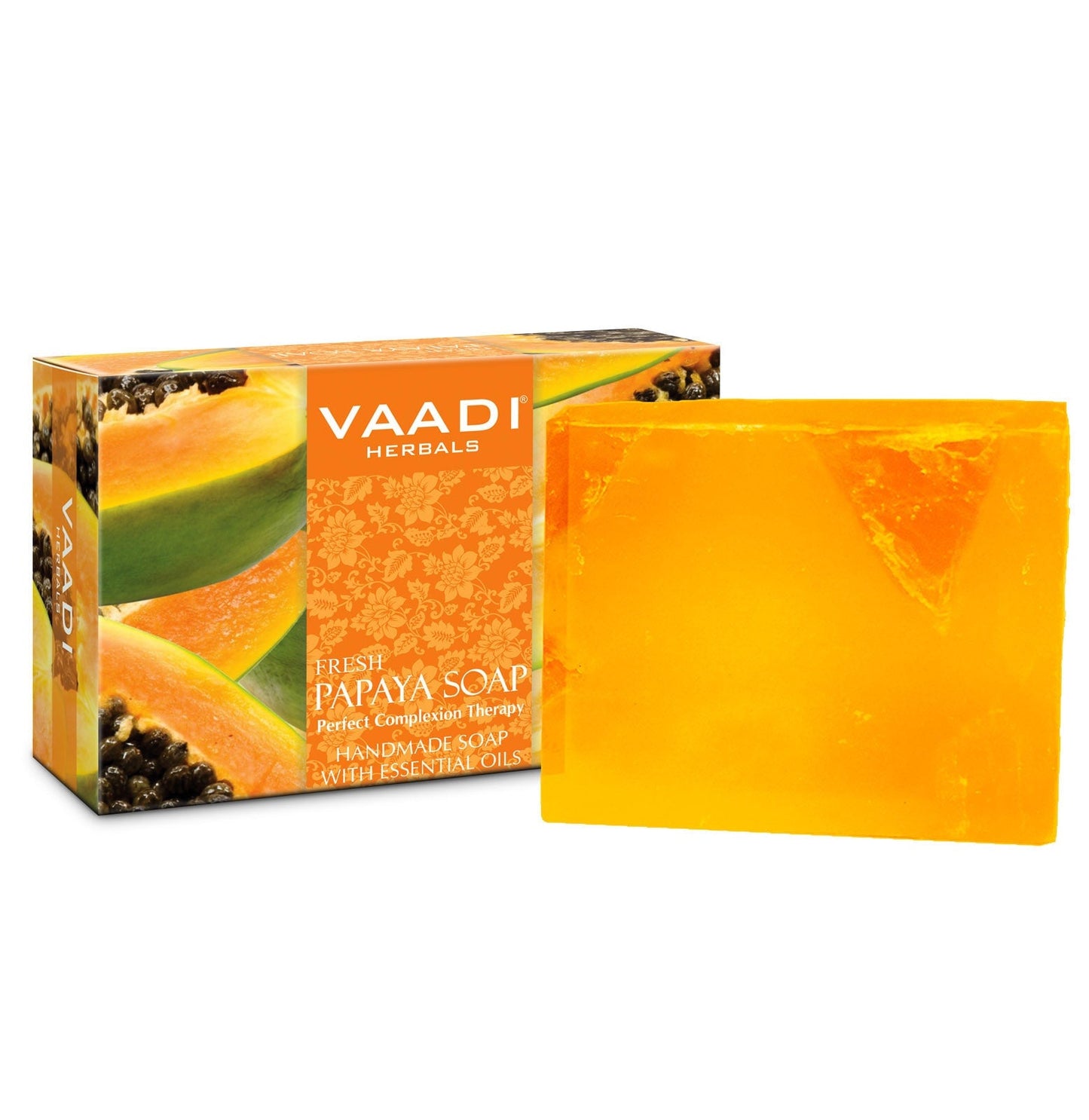 Organic Fresh Papaya Soap - Clears Impurities off Skin - Evens Skin Tone (75 gms / 2.7 oz)