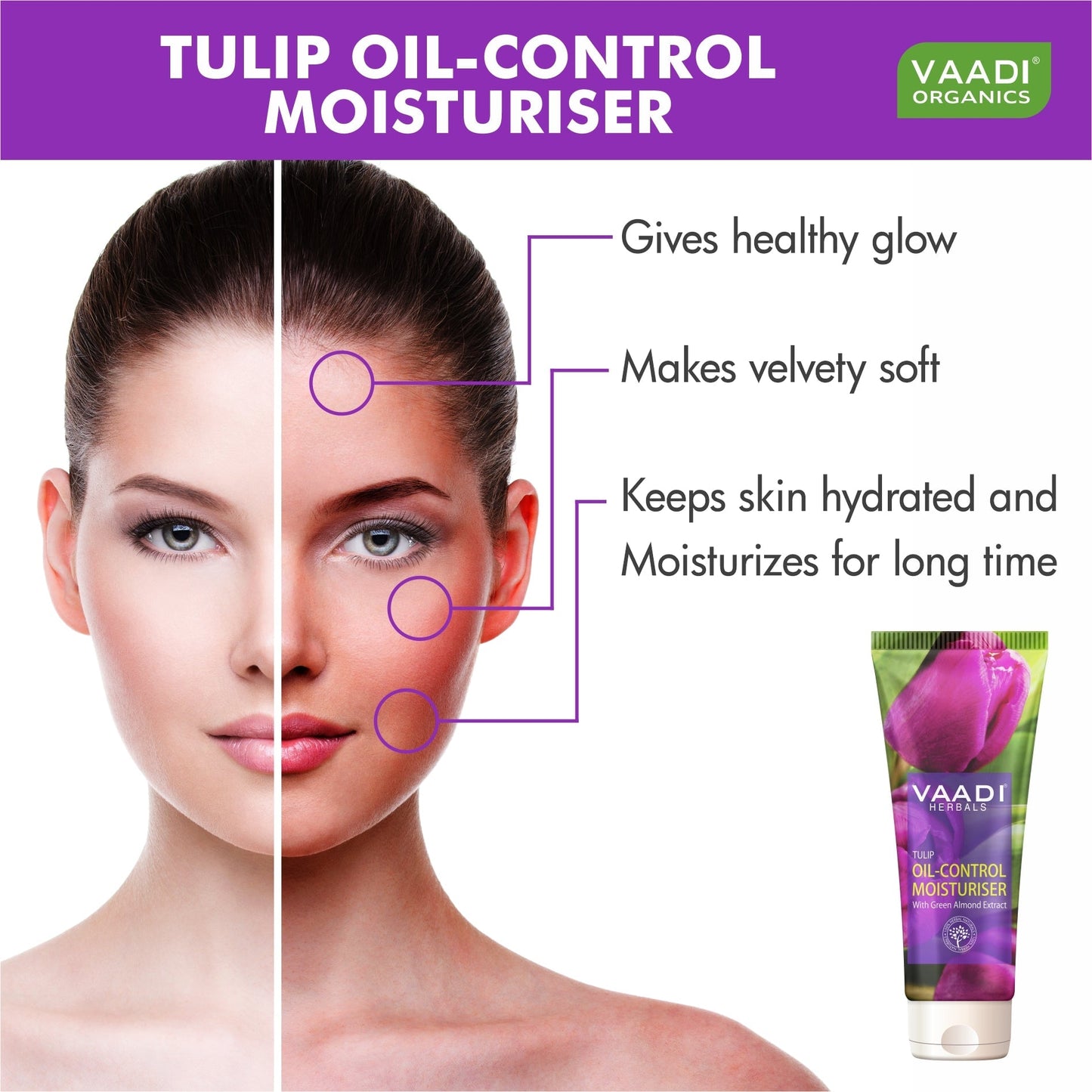 Tulip Oil Control Moisturiser with Green Almond Extract (60 ml/ 2.1 fl oz)
