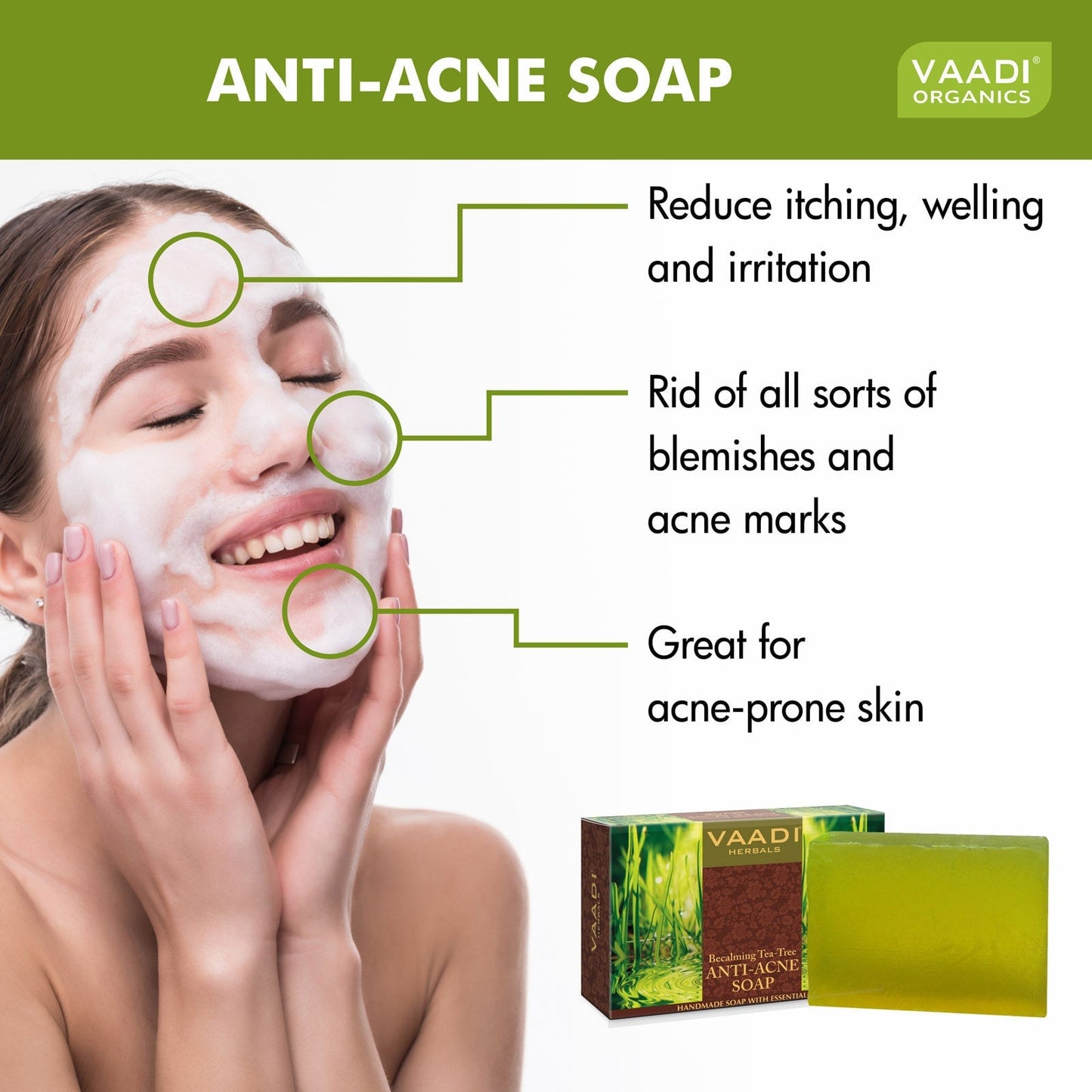 Organic Becalming Tea Tree Soap with Clove Oil - Anti Acne Therapy ( 3 x 75 gms/ 2.7 oz)