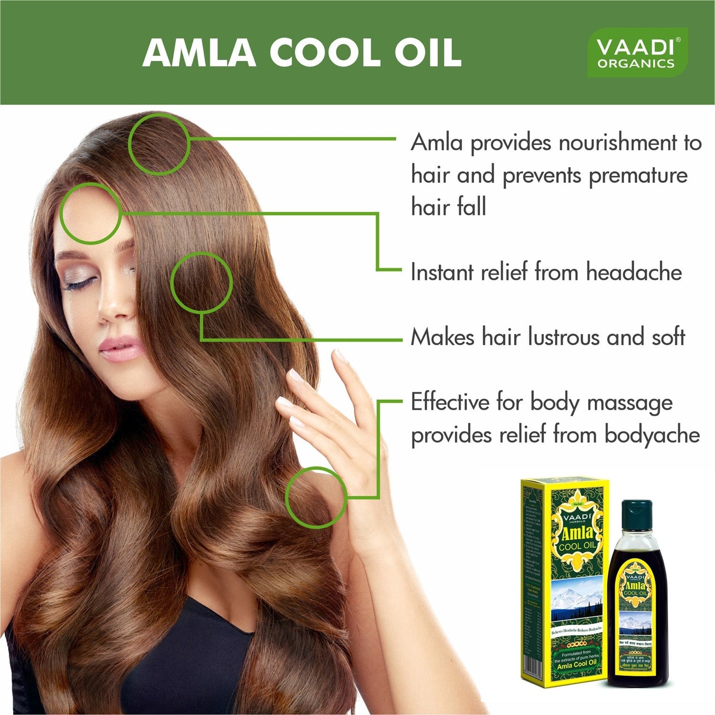 Amla Cool Oil with Brahmi - Strengthens and Nourishes Hair - Relieves Stress - Promotes Sound Sleep (200ml/7 fl oz)