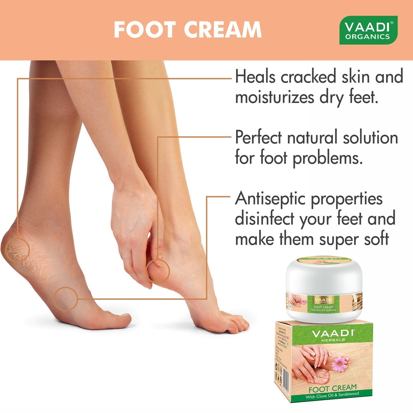 Foot Cream with Clove & Sandalwood Oil - Softens Dry & Cracked Feet (30 gms / 1.1 oz)