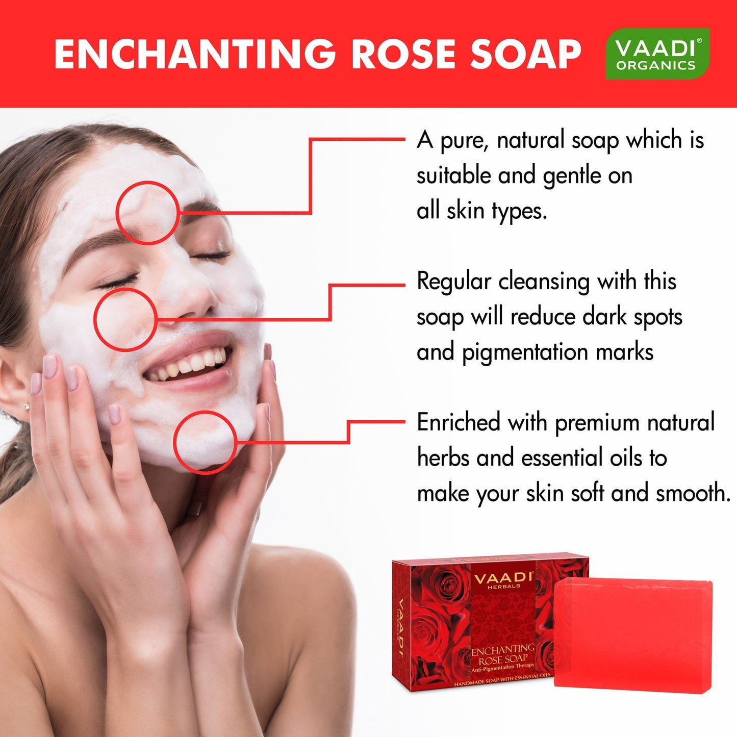 Enchanting Organic Rose Soap with Mulberry Extract - Anti Pigmentation Therapy (6 x 75 gms/2.7 oz)