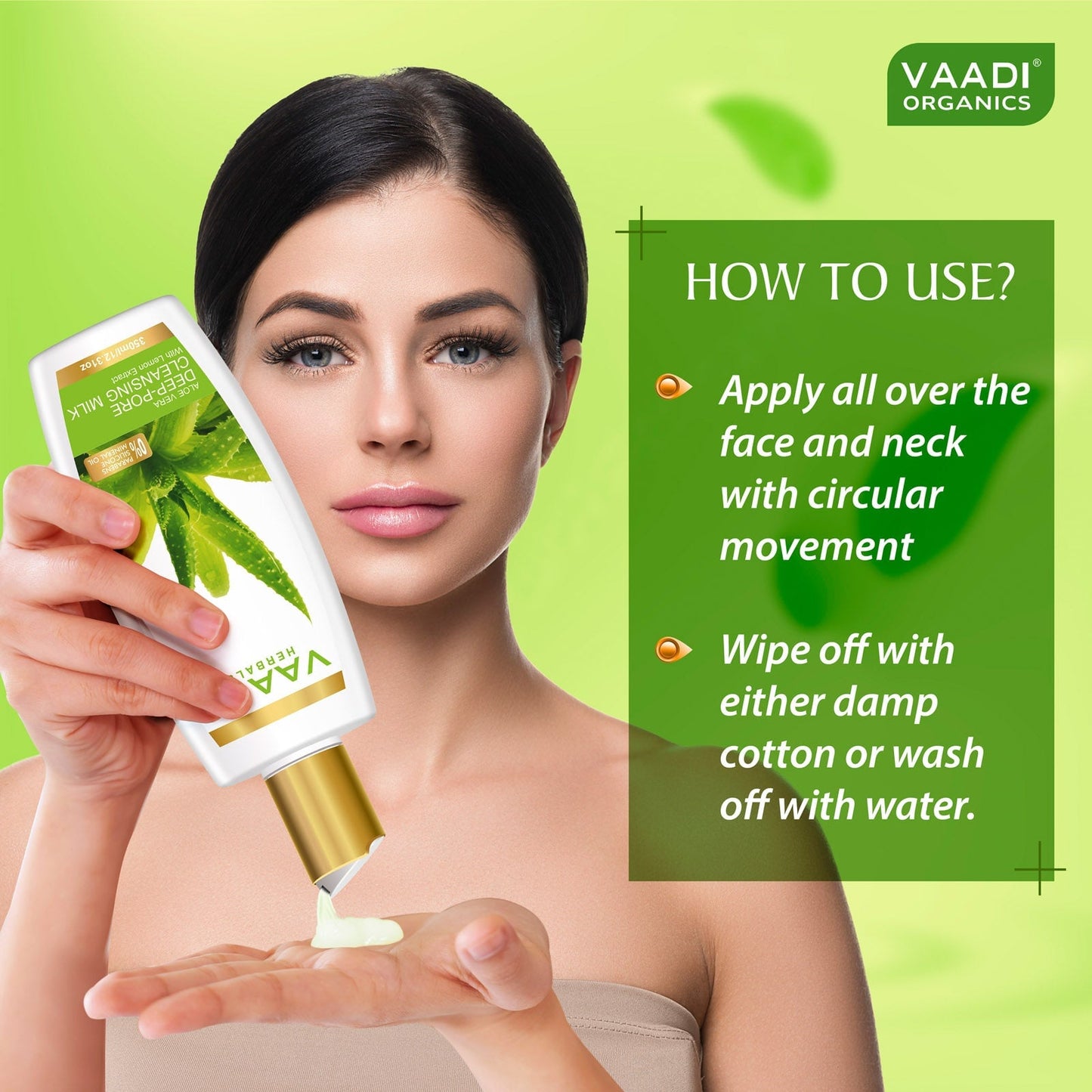 Organic Aloe Vera Deep Pore Cleansing Milk with Lemon Extract - Softens Skin (350 ml/ 12 fl oz)