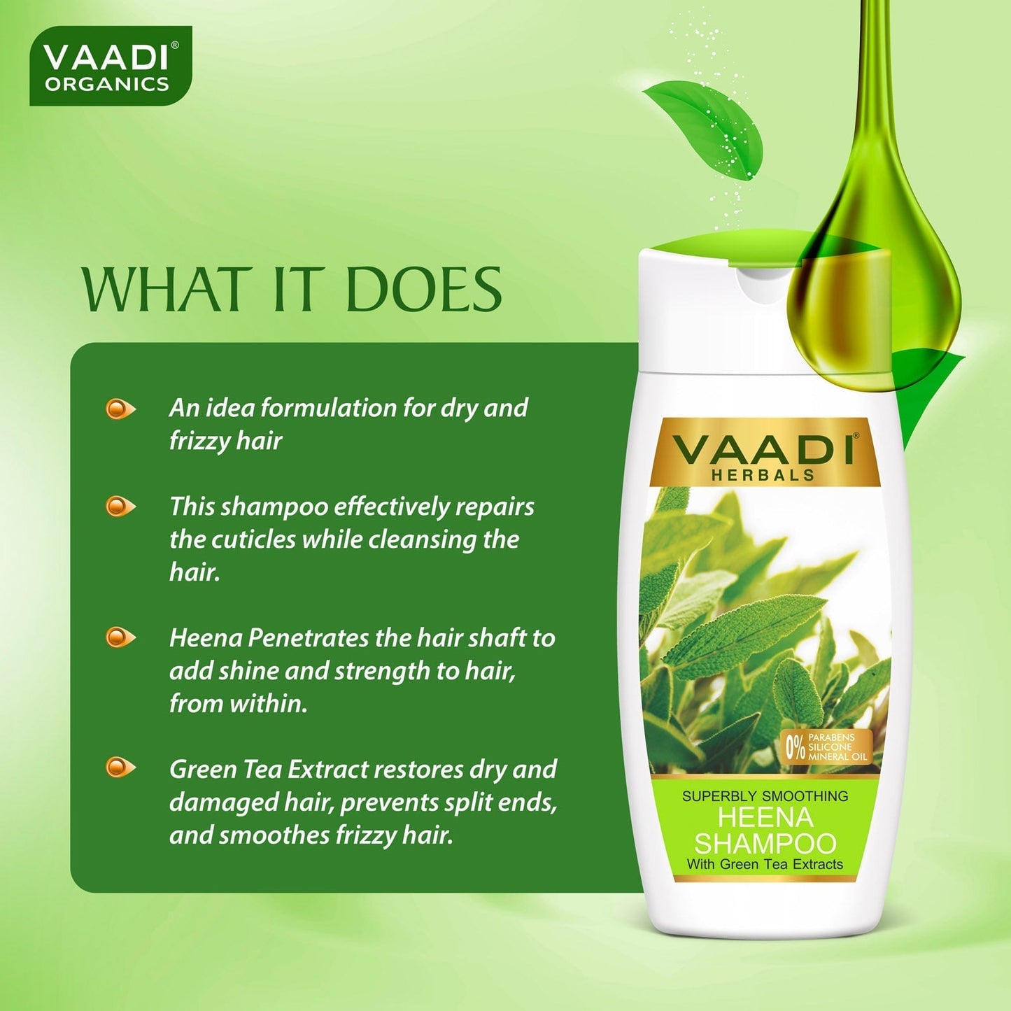 Superbly Smoothing Organic Heena Shampoo with Green Tea Extract (110 ml/4 fl oz)