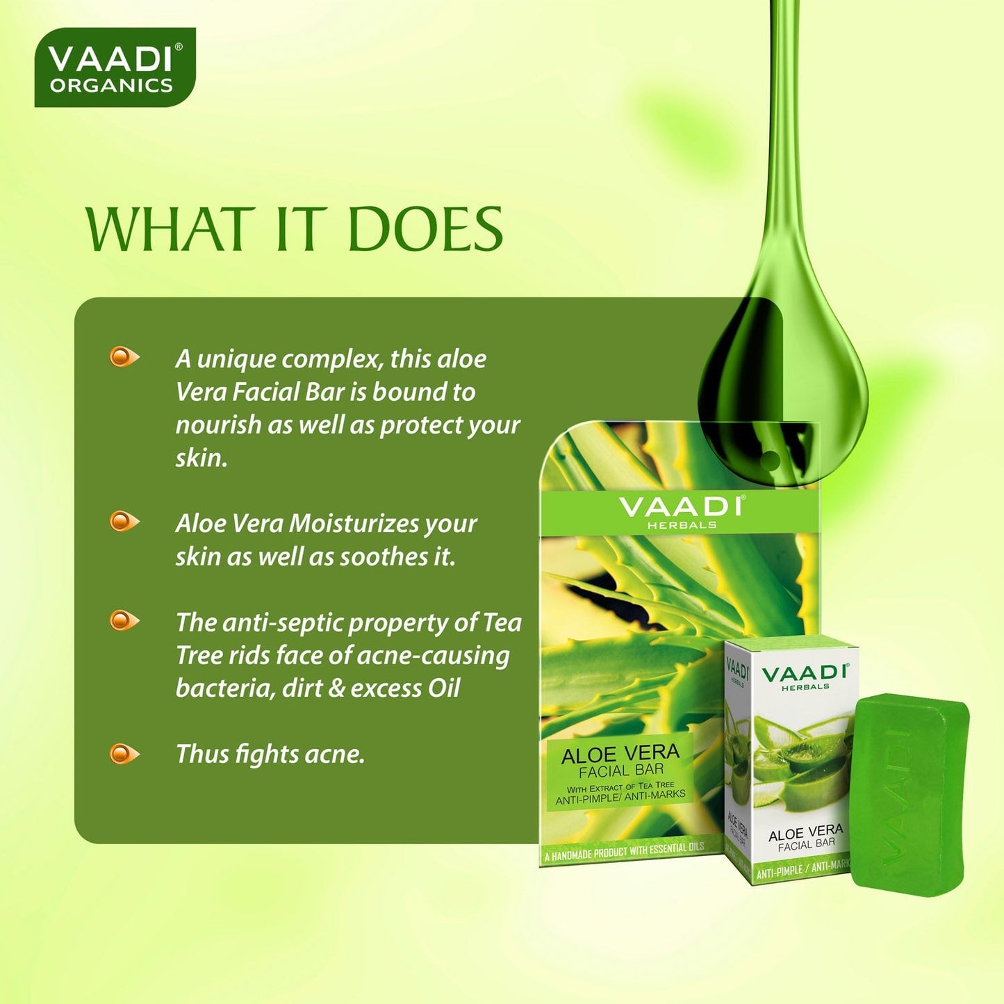 Aloe Vera Facial Bar with Tea Tree and Honey - Reduces Acne (25 gms/0.9 oz)