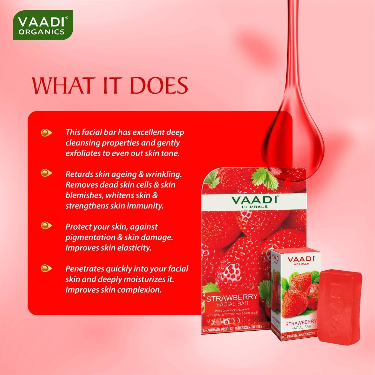 Strawberry Facial Bar with Grapeseed Extract - Anti Ageing (25 gms/0.9 oz)