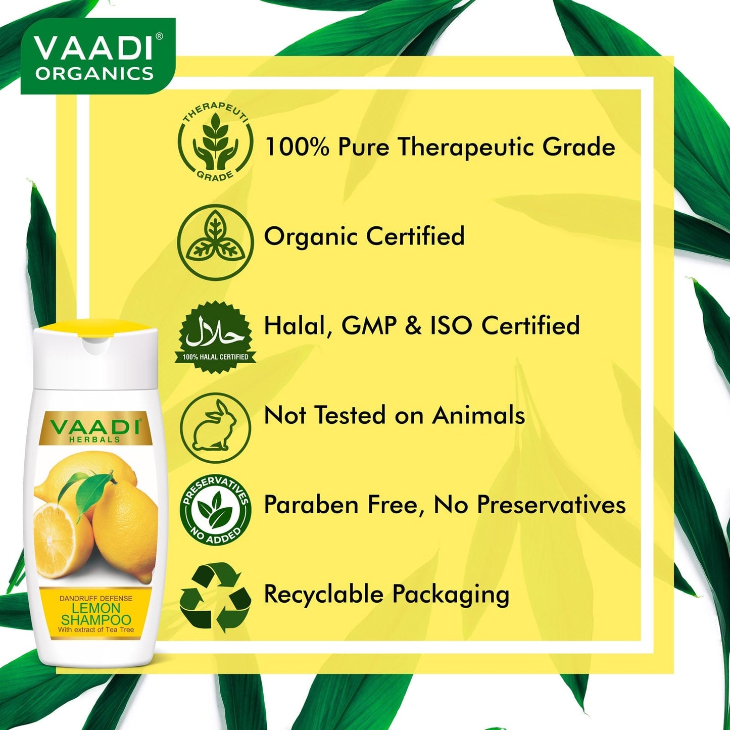 Dandruff Defense Organic Lemon Shampoo with Tea Tree Extract (110 m/ 4 fl oz)