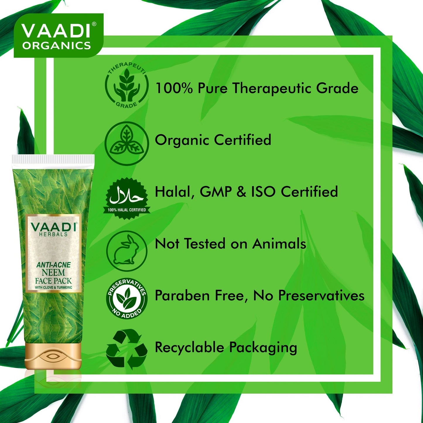 Neem Face Pack with Clove & Turmeric - Removes Acne and Pigmentation Marks - Clears Impurities and Soothes Skin (120 gms / 4.3 oz)
