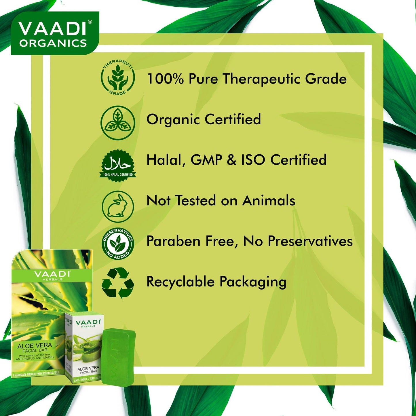 Aloe Vera Facial Bar with Tea Tree and Honey - Reduces Acne (25 gms/0.9 oz)