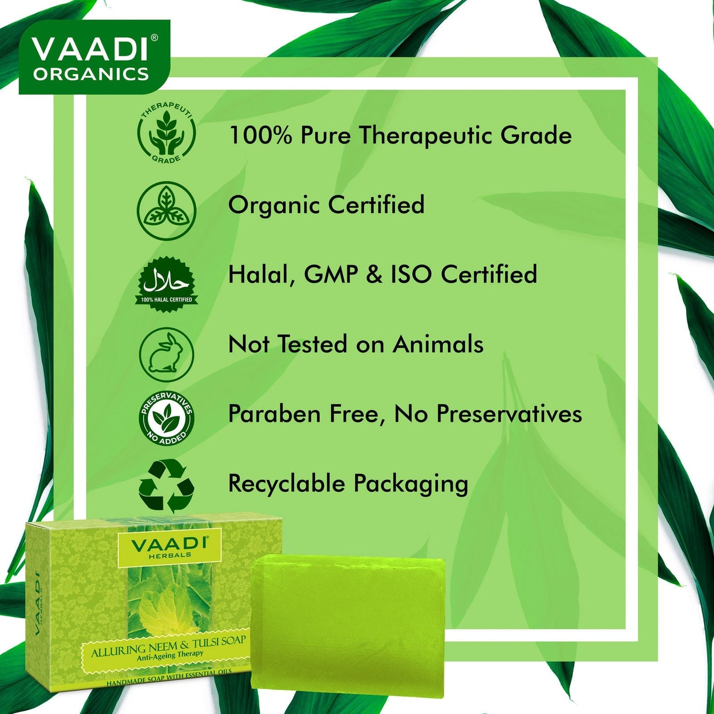 Organic Anti Bacterial Neem Tulsi Soap (75 gms / 2.7 oz)