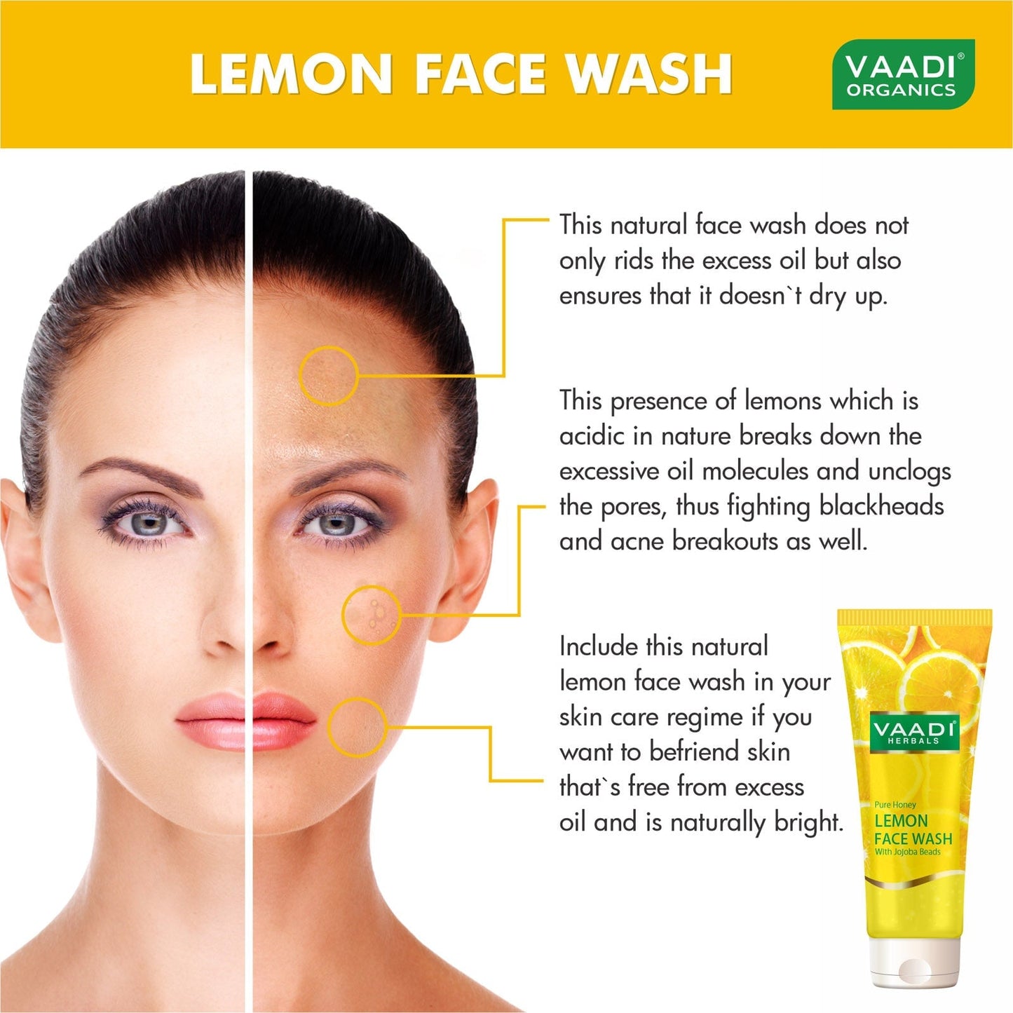 Skin Hydrating Organic Lemon Face Wash with Jojoba Beads (60 ml / 2.1 fl oz)