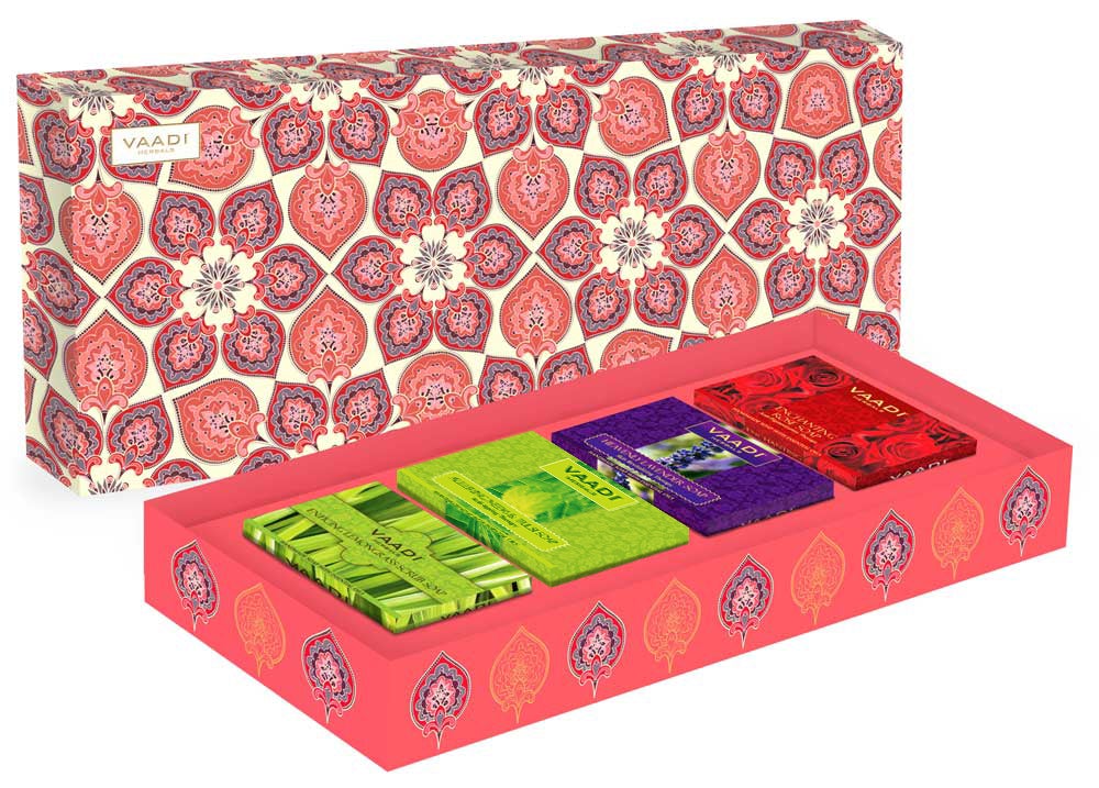 Exotic Fragrance Collection - 4 Premium Herbal Handmade Organic Soap Gift Box - Natural Skin Cleansing Bars for All Skin Types