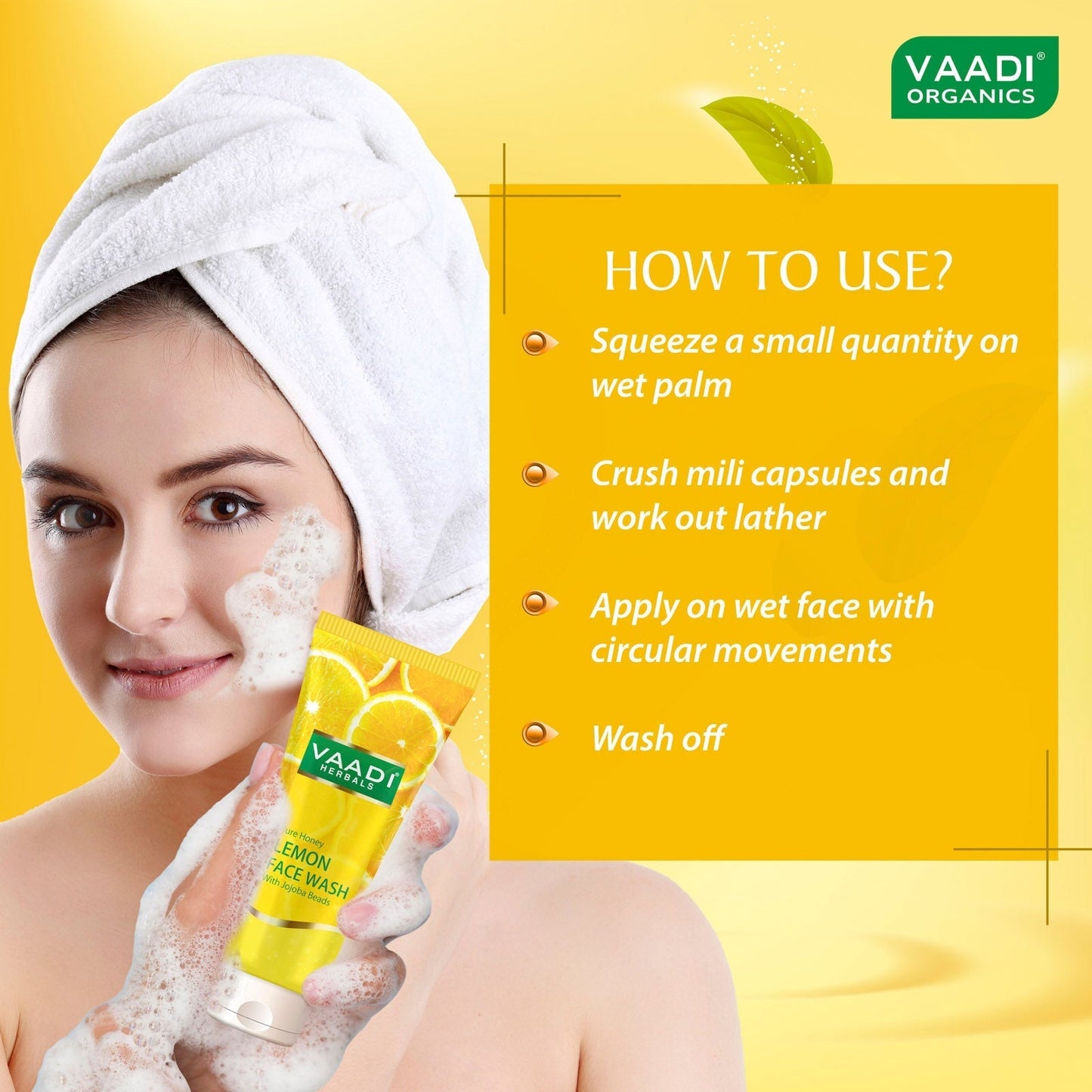 Skin Hydrating Organic Lemon Face Wash with Jojoba Beads (60 ml / 2.1 fl oz)