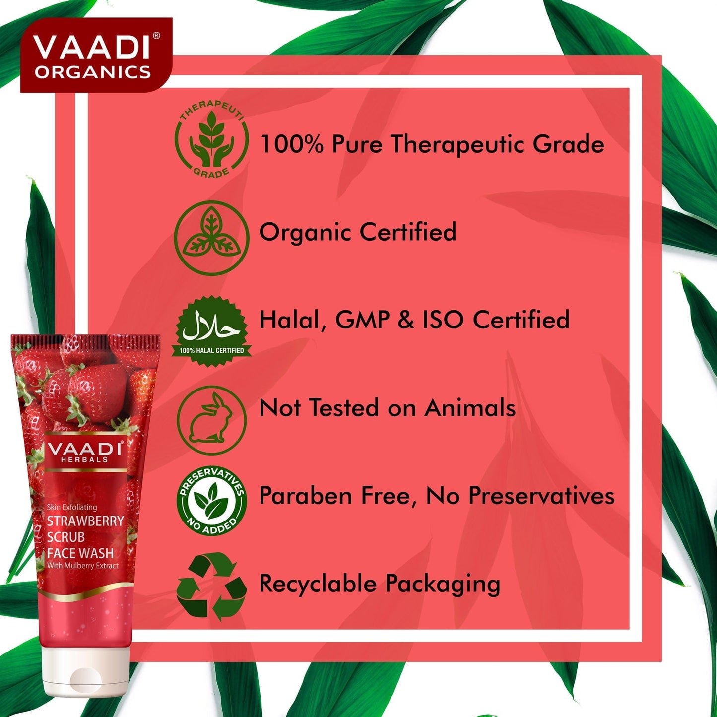 Skin Exfoliating Organic Strawberry Scrub Face Wash with Mulberry Extract (60ml/ 21.1 fl oz)