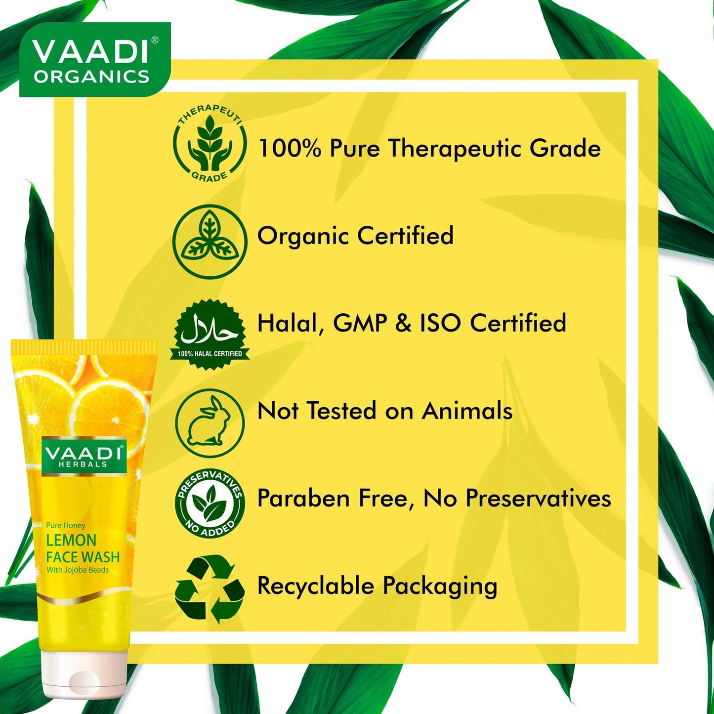 Skin Hydrating Organic Lemon Face Wash with Jojoba Beads (60 ml / 2.1 fl oz)