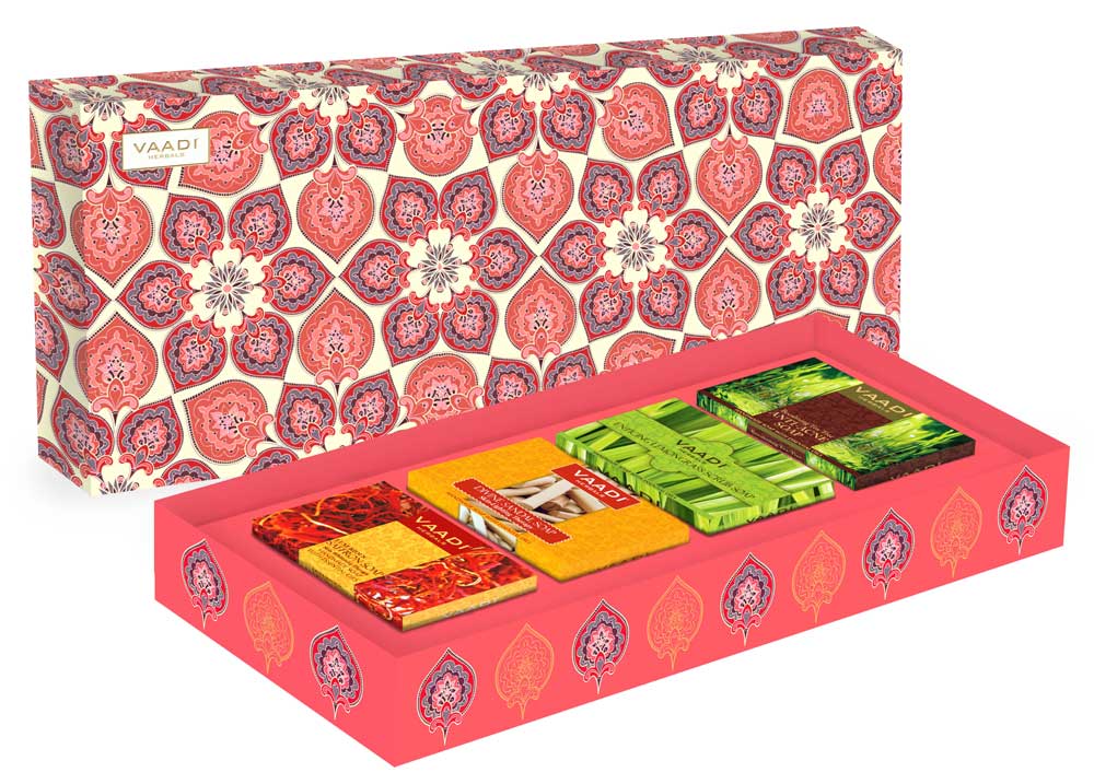 Royal Indian Herb Collection - 4 Premium Herbal Handmade Organic Soap Gift Box - Natural Skin Cleansing Bars for All Skin Types