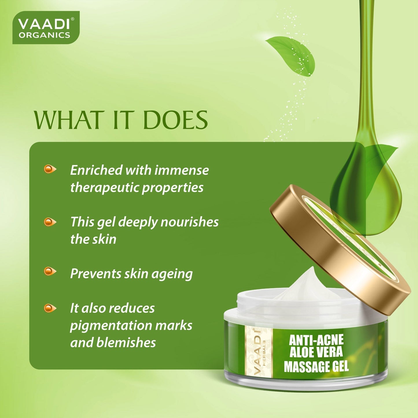 Anti Acne Aloe Vera Massage Gel - Removes Skin Impurities - Keeps Skin Soft (50 gms/ 2 oz)