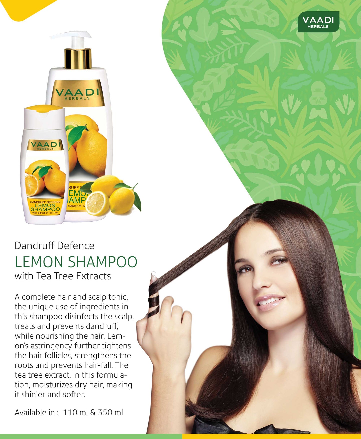 Dandruff Defense Organic Lemon Shampoo with Tea Tree Extract (3 x 110 ml/ 4 fl oz)