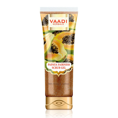 Papaya Scrub Gel with Honey & Saffron - Reduces Tan - Smoothens Skin Texture - Makes Skin Flawless (110 gms / 4 oz)