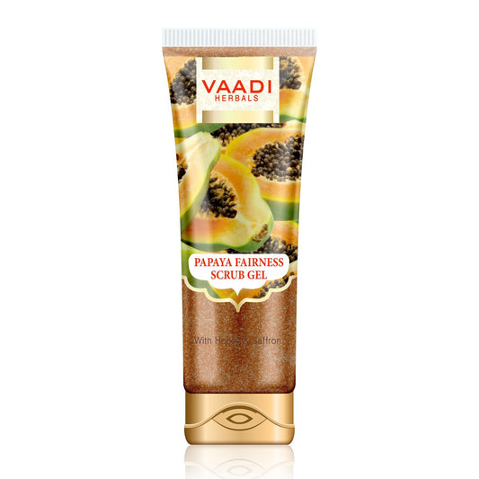 Papaya Scrub Gel with Honey & Saffron - Reduces Tan - Smoothens Skin Texture - Makes Skin Flawless (110 gms / 4 oz)