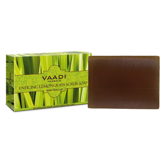 Enticing Organic Lemongrass Soap with Charcoal - Exfoliates & Polishes Skin (75 gms / 2.7 oz)