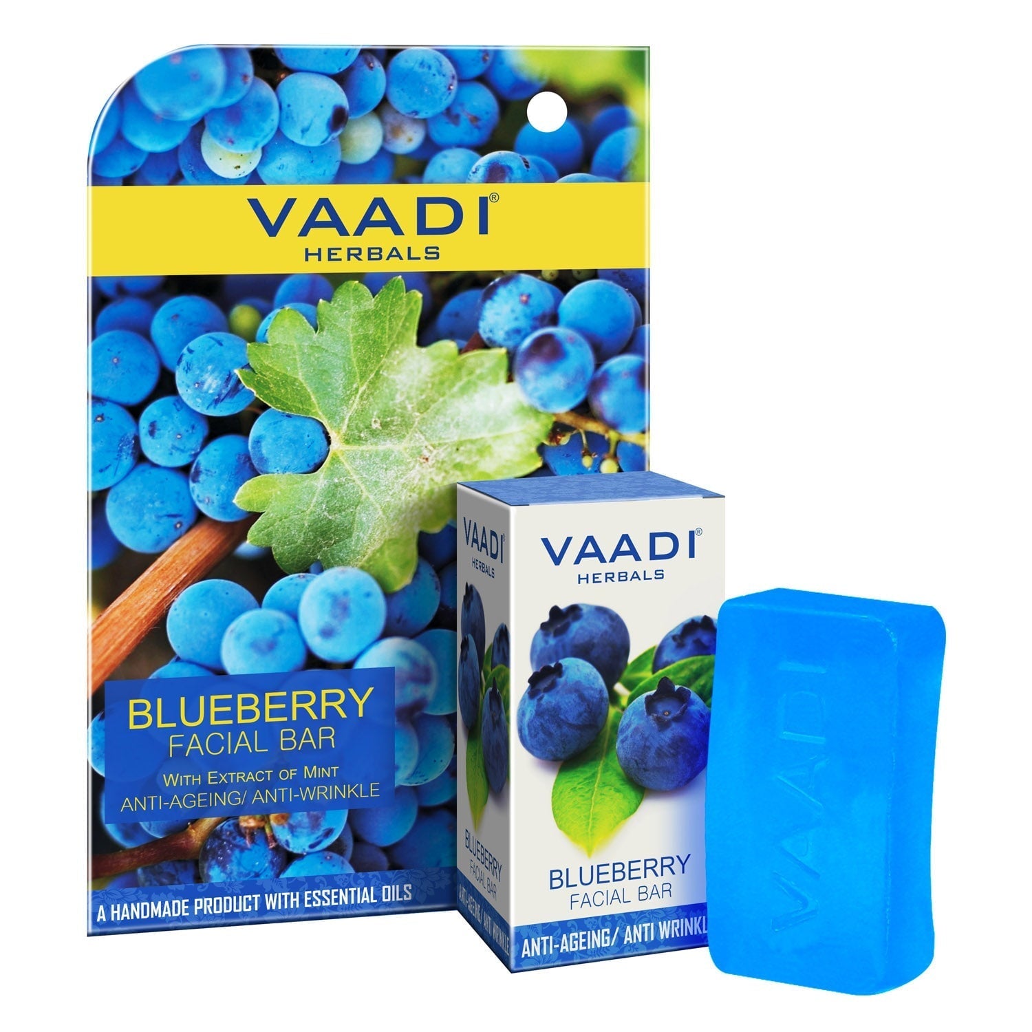 Organic Blueberry Facial Bar with Mint Extract & Olive Oil - Prevents Wrinkles (25 gms/0.9 oz)