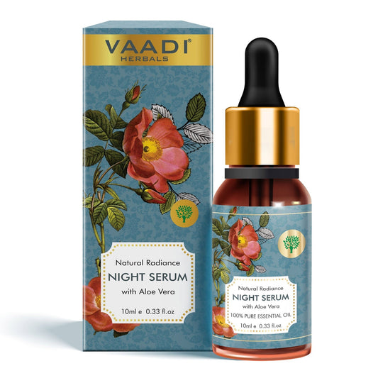 Natural Radiance Night Serum with Aloe Vera - Reduces Dark Spots & patches, Repairs Damaged & Uneven Skin (10 ml/ 0.33 oz)