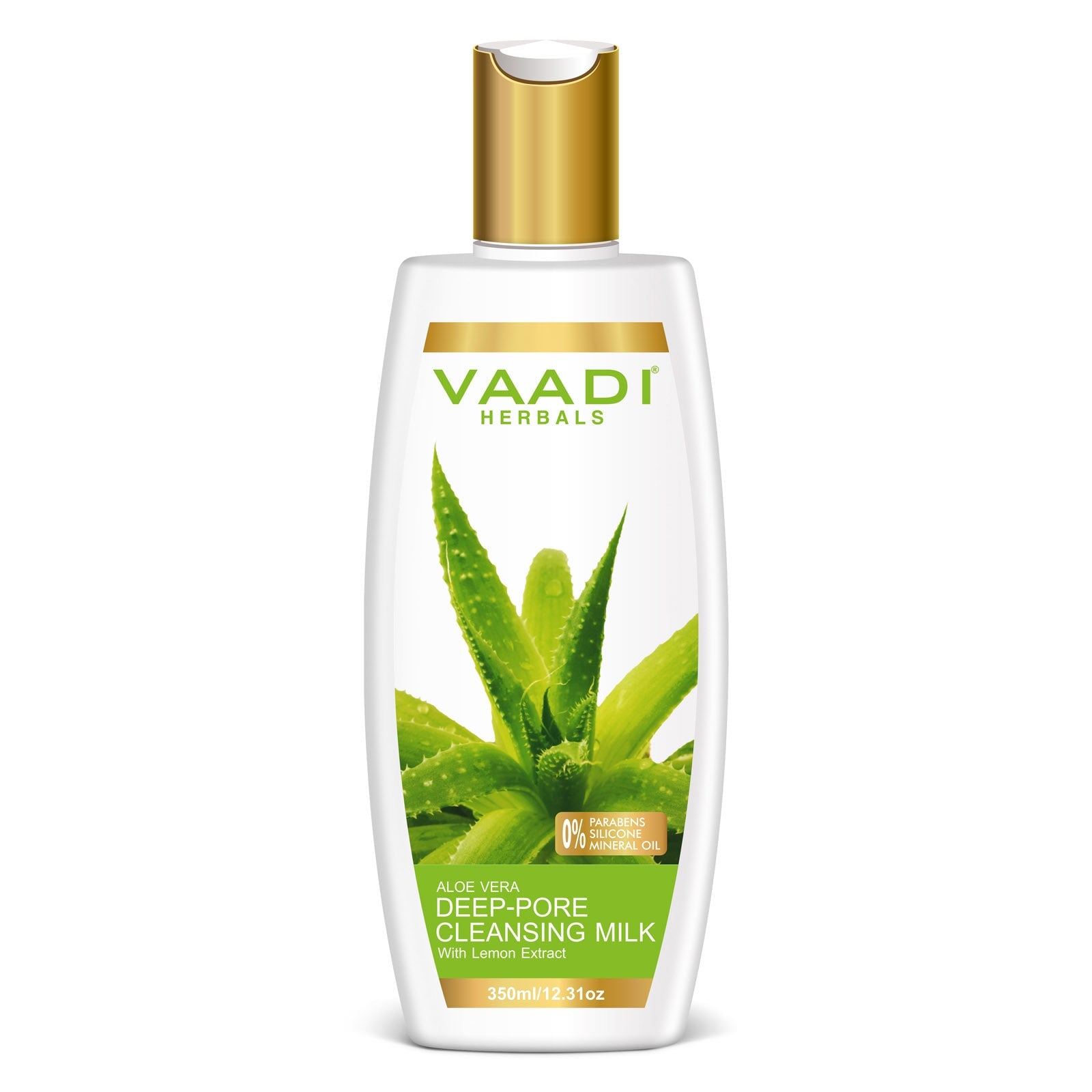 Organic Aloe Vera Deep Pore Cleansing Milk with Lemon Extract - Softens Skin (350 ml/ 12 fl oz)