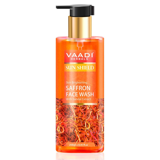 Skin Brightening Organic Saffron Face Wash with Sandalwood (250 ml / 8.45 fl oz)