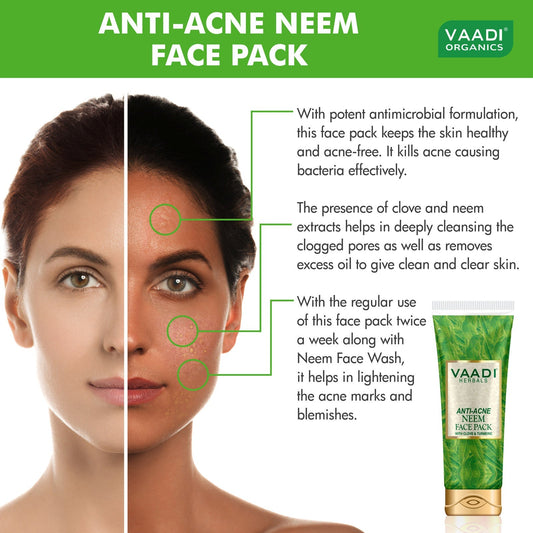 Neem Face Pack with Clove & Turmeric - Removes Acne and Pigmentation Marks - Clears Impurities and Soothes Skin (2 x 120 gms / 4.3 oz)