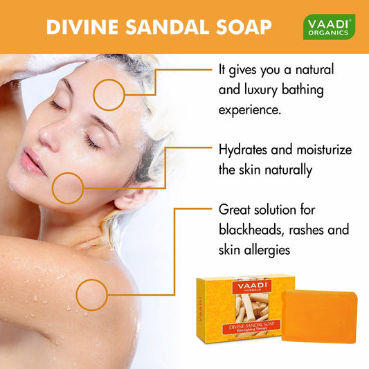 Organic Divine Sandal Soap with Turmeric - Skin Brightening Therapy (75 gms / 2.7 oz)
