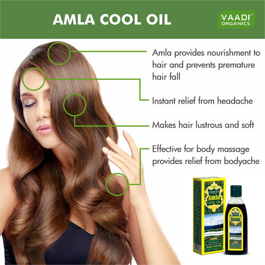 Amla Cool Oil with Brahmi - Strengthens and Nourishes Hair - Relieves Stress - Promotes Sound Sleep (200ml/7 fl oz)