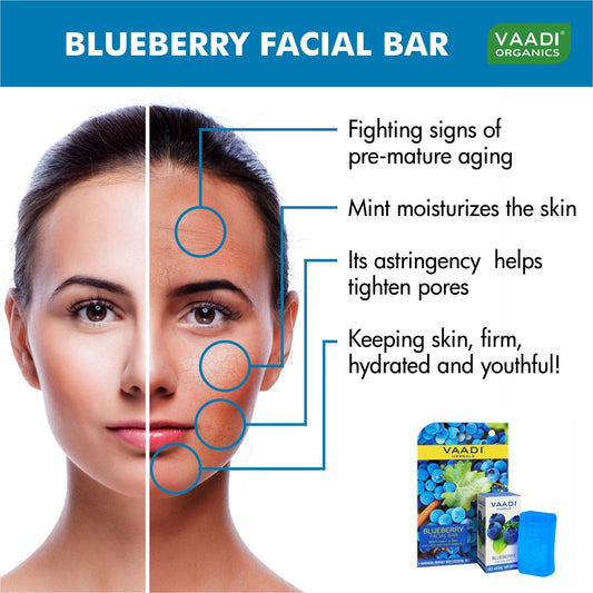 Organic Blueberry Facial Bar with Mint Extract & Olive Oil - Prevents Wrinkles (25 gms/0.9 oz)