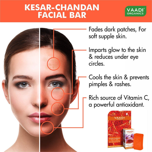 Saffron Sandal Facial Bar with Orange Peel Extract - Reduces Marks (25 gms/0.9 oz)