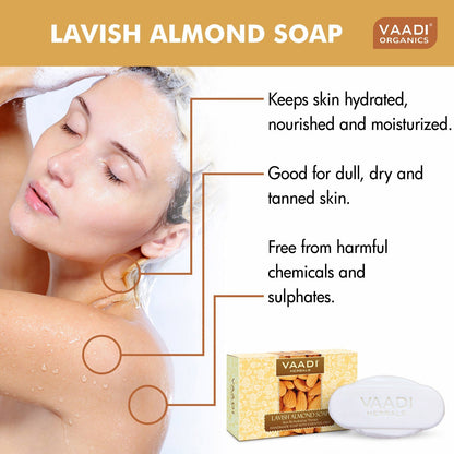 Rehydrating Organic Lavish Almond Soap with Honey & Aloe Vera - Improves Complexion (75 gms/2.7 oz)