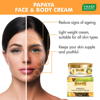 Papaya Face & Body Cream - Maintains Skin Elasticity - Keeps Skin Youthful (150 gms/ 5.3 oz)