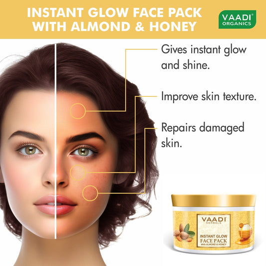 InstaGlow Face Pack with Almond & Honey - Reduces Pigmentation - Gives Instant Glow (600 gms/ 21.16 oz)
