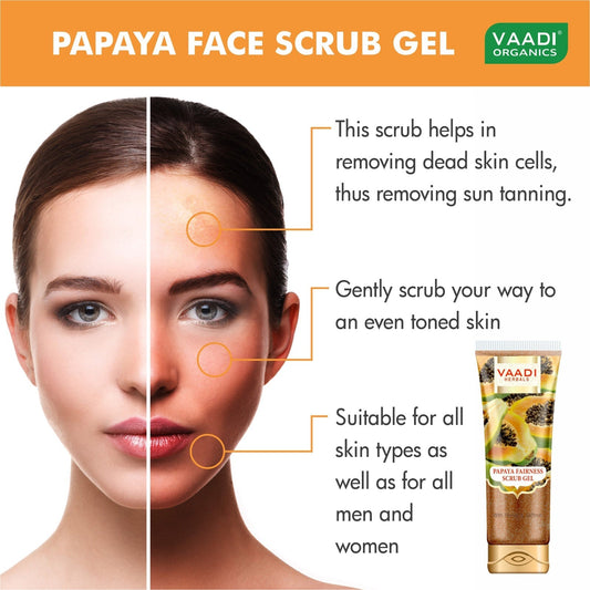 Papaya Scrub Gel with Honey & Saffron - Reduces Tan - Smoothens Skin Texture - Makes Skin Flawless (110 gms / 4 oz)