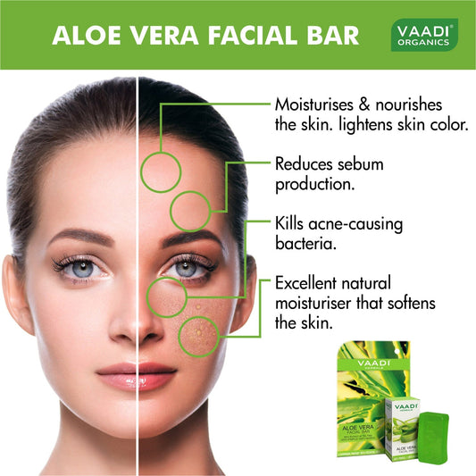 Aloe Vera Facial Bar with Tea Tree and Honey - Reduces Acne (25 gms/0.9 oz)