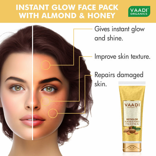 InstaGlow Face Pack with Almond & Honey - Reduces Pigmentation - Gives Instant Glow (120 gms /4.3 oz) - Clearance
