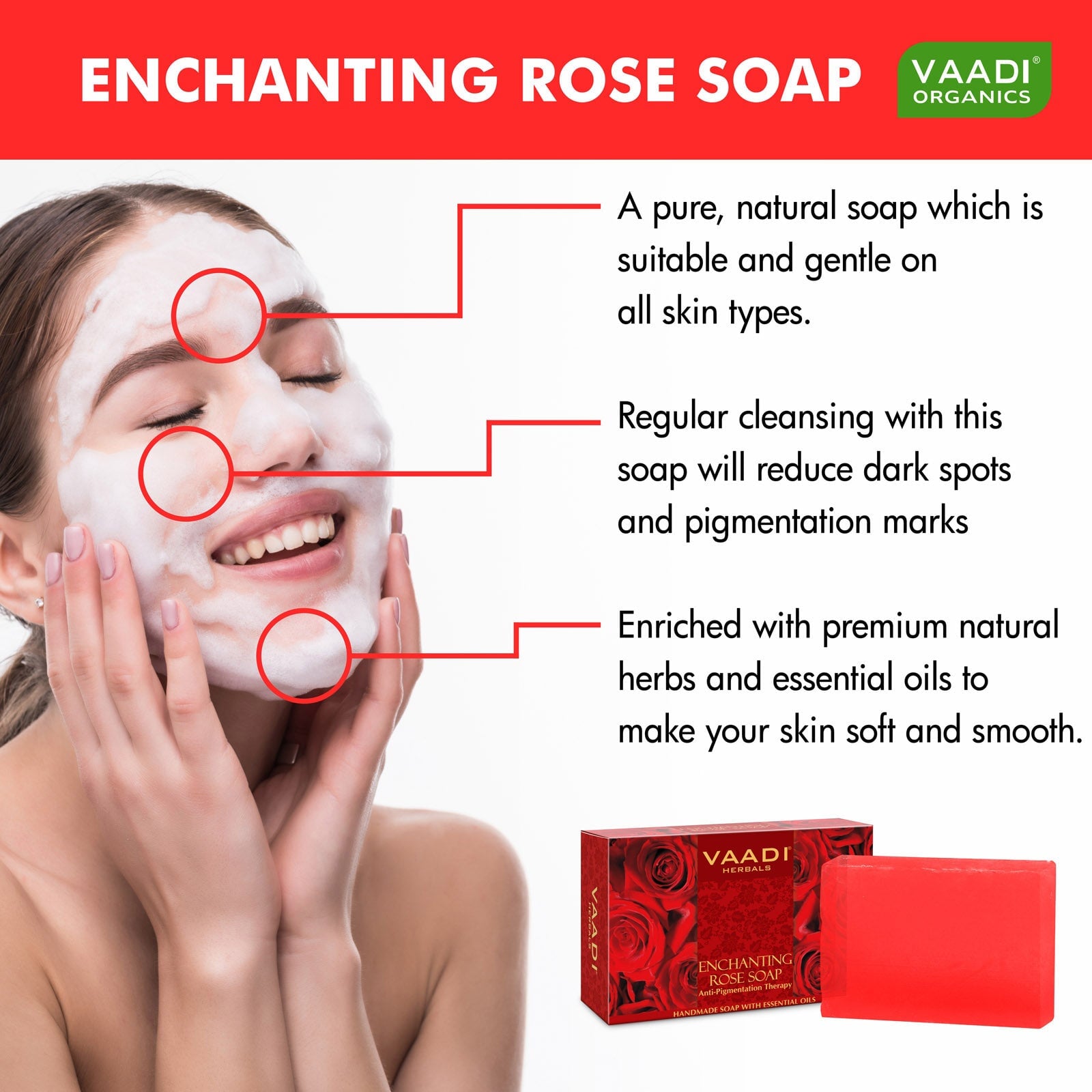 Enchanting Organic Rose Soap with Mulberry Extract - Anti Pigmentation Therapy (6 x 75 gms/2.7 oz)