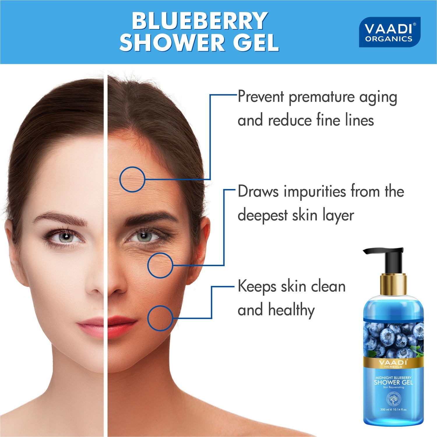 Midnight Organic Blueberry Shower Gel - Skin Tightening Therapy (300 ml / 10.2 fl oz)