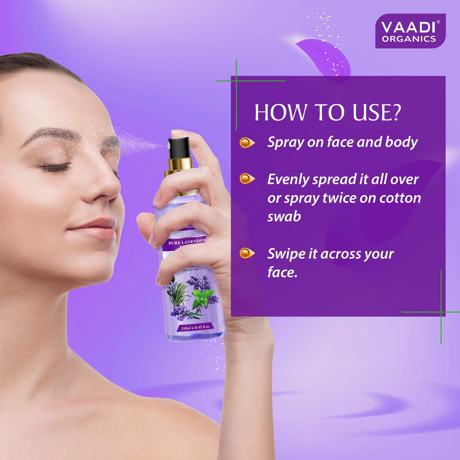 Pack of 2 Skin Toners - Lavender Water and Aloe Vera & Cucumber Mist - 100% Natural & Pure (2 x 250 ml / 8.5 fl oz)