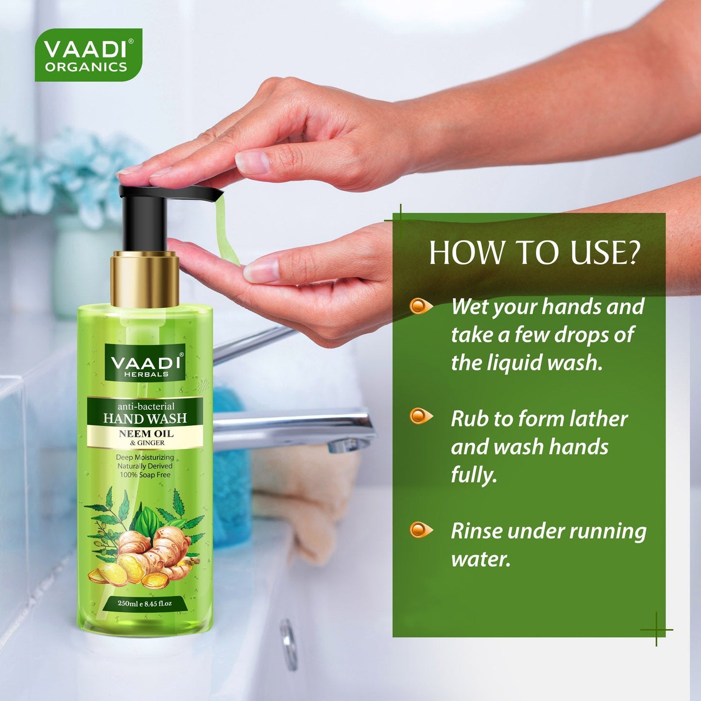 Anti-Bacterial Neem Oil & Ginger Hand Wash (250 ml / 8.5 oz)