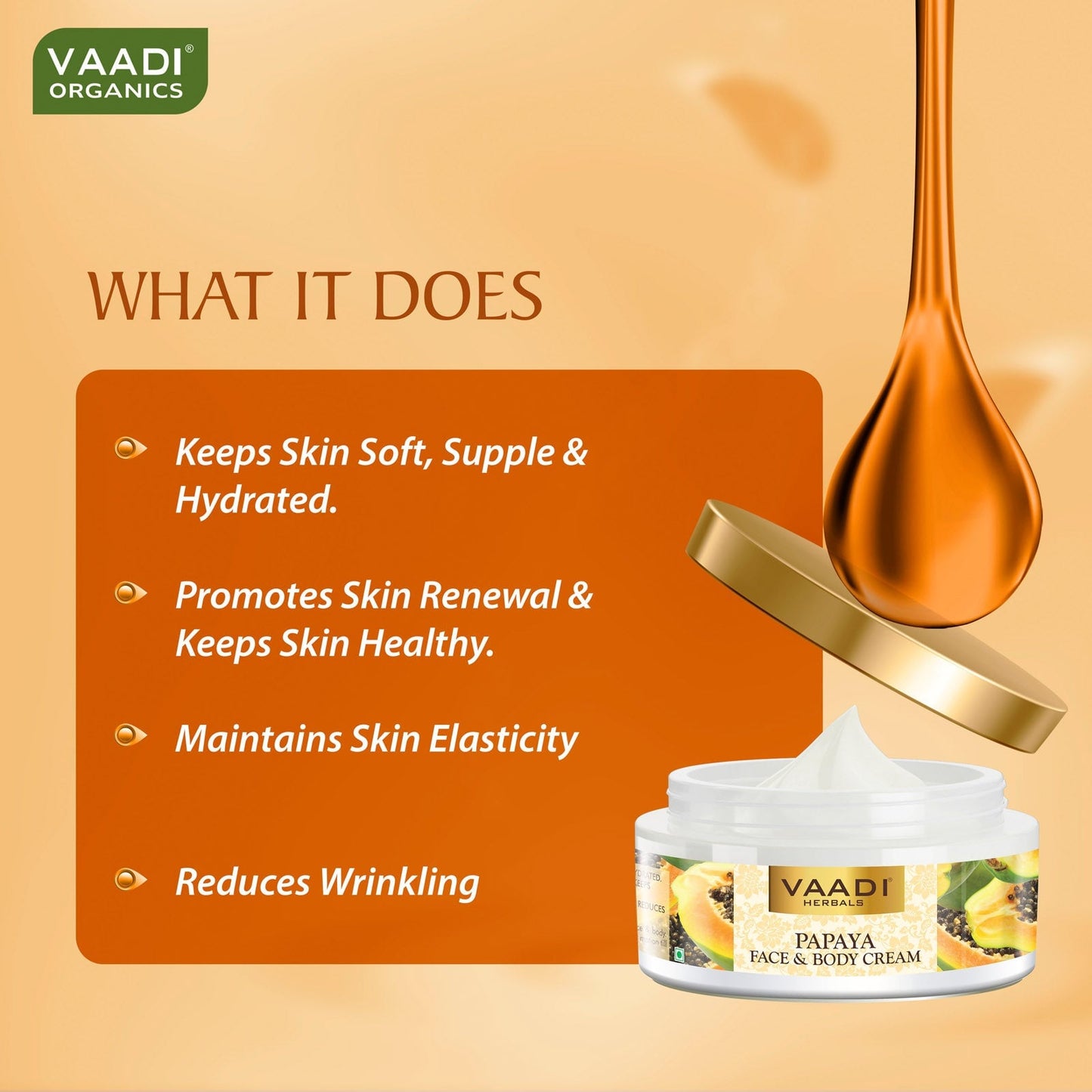 Papaya Face & Body Cream - Maintains Skin Elasticity - Keeps Skin Youthful (150 gms/ 5.3 oz)