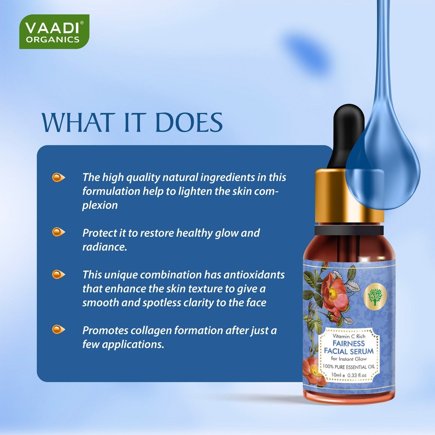 Vitamin C Facial Serum - Brightens Skin, Protects from Sun Damage (10 ml/ 0.33 oz)