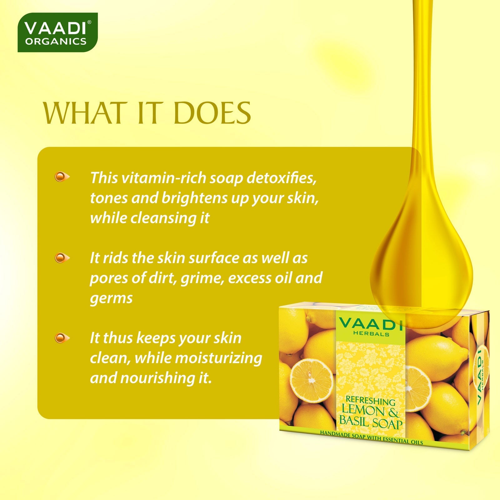 Refreshing Organic Lemon & Basil Soap - Tones & Brightens Skin (6 x 75 gms / 2.7 oz)