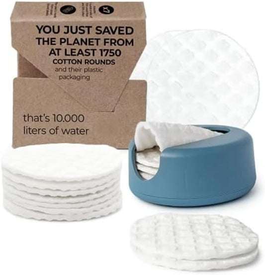 LastObject LastRound® Sustainable Reusable Cotton Rounds for Facial Cleansing – Zero-Waste Eco-Friendly Makeup Remover Pads for All Skin Types with Travel Storage Case